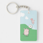 Cute Floating Pig Gezegde Hi Sleutelhanger (Voorkant)