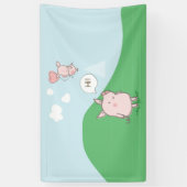 Cute Floating Pig Gezegde Hi Spandoek (Verticaal)