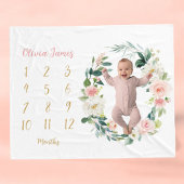 Cute Floral Baby Girl Milestone Maandelijkse Baby Fleece Deken