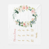 Cute Floral Baby Girl Milestone Maandelijkse Baby Fleece Deken (Voorkant)