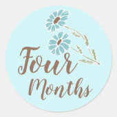Cute Floral Baby Milestone Ronde Sticker (Voorkant)