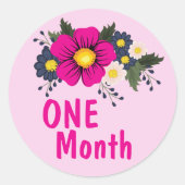 Cute Floral Baby Milestone Ronde Sticker (Voorkant)