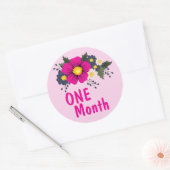 Cute Floral Baby Milestone Ronde Sticker (Envelop)