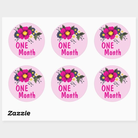 Cute Floral Baby Milestone Ronde Sticker (Vel)