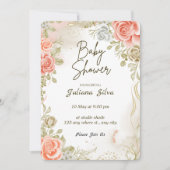Cute Floral Baby Shower Invitation  Kaart (Voorkant)