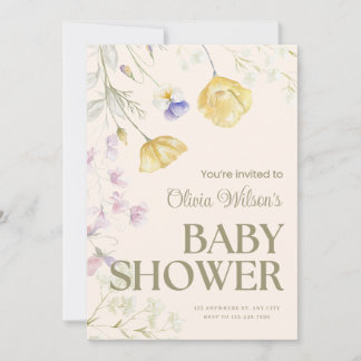 Cute Floral Baby Shower Invitation Notitiekaartje