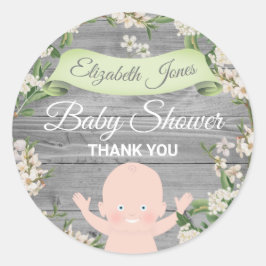 Cute Floral Baby shower Ronde Sticker