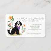 Cute Floral Bernese Mountain Dog Pet Care Visitekaartje (Voorkant)