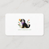 Cute Floral Bernese Mountain Dog Pet Care Visitekaartje (Achterkant)