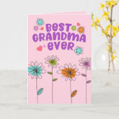 Cute Floral Best Grandma Moederdag Kaart (Gele Bloem)