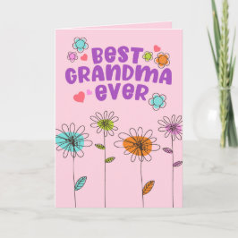 Cute Floral Best Grandma Moederdag Kaart