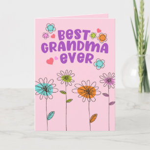 Cute Floral Best Grandma Moederdag Kaart