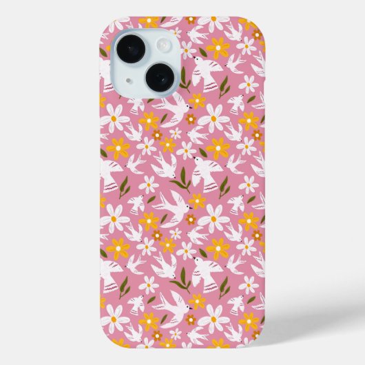 Cute Floral Bird Seamless Pattern Case-Mate iPhone Case (Achterkant)