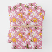 Cute Floral Bird Seamless Pattern Inpakpapier Vel (In situ)