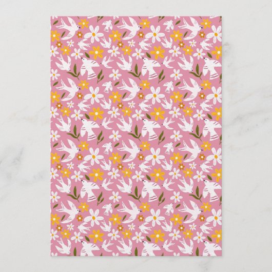 Cute Floral Bird Seamless Pattern Kaart (Voorkant)