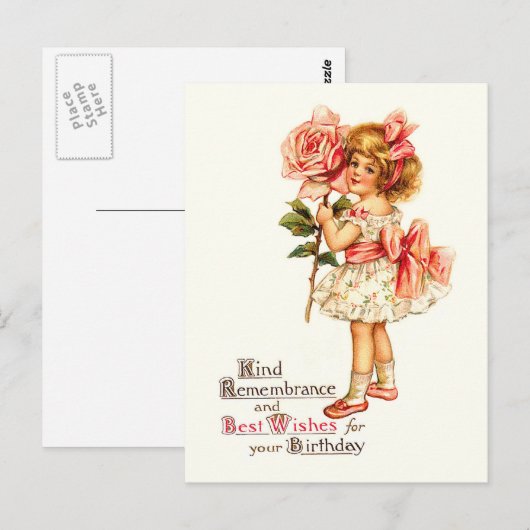 Cute Floral  Birthday Greetings Briefkaart (Voorkant / Achterkant)