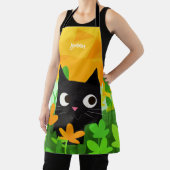 Cute Floral Black Cat Schort voor kattenbroodjes (Insitu)