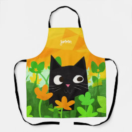 Cute Floral Black Cat Schort voor kattenbroodjes