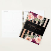 Cute Floral Black Roos Gold Glitter Planner (Display)