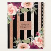 Cute Floral Black Roos Gold Glitter Planner (Achterkant)