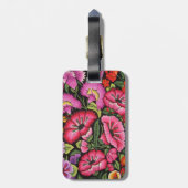 Cute floral, bloemen bagagelabel (Achterkant verticaal)