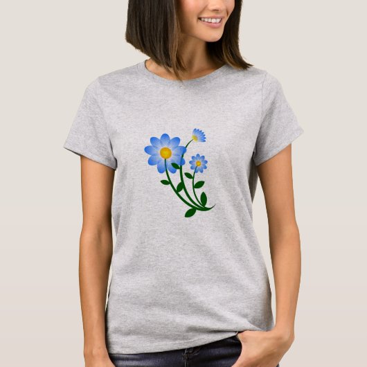 Cute Floral Blue Spring Flower T-Shirt (Voorkant)