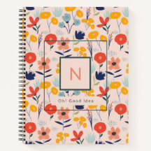 Cute Floral Blush Pink Pattern Monogram