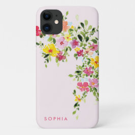 Cute floral blush roze waterverf flower name Case-Mate iPhone case
