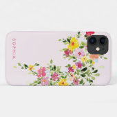 Cute floral blush roze waterverf flower name Case-Mate iPhone case (Achterkant (horizontaal))