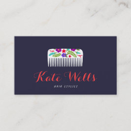 Cute Floral Bomb Haarstylist Comb Hair Salon Visitekaartje