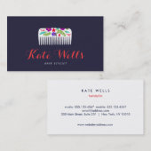 Cute Floral Bomb Haarstylist Comb Hair Salon Visitekaartje (Voorkant / Achterkant)