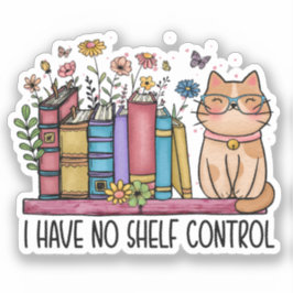 Cute Floral Books en Cat Classic Sticker