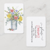 Cute Floral Boquet Wedding Website RSVP Visitekaartje (Voorkant / Achterkant)