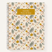 Cute Floral Botanical Bird Cute Pattern Notitieboek (Voorkant)
