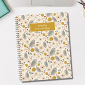 Cute Floral Botanical Bird Cute Pattern Notitieboek