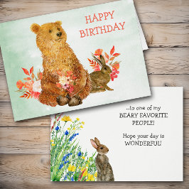 Cute Floral Bouquet Beer Rabbit Birthday Card