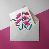 Cute floral bouquet - magenta en blauwgroen feestdagenkaart