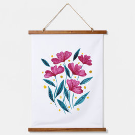 Cute floral bouquet - magenta en blauwgroen hangend wandkleed
