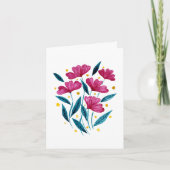 Cute floral bouquet - magenta en blauwgroen kaart (Voorkant)