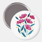 Cute floral bouquet - magenta en blauwgroen magneet (Voorkant / Achterkant)