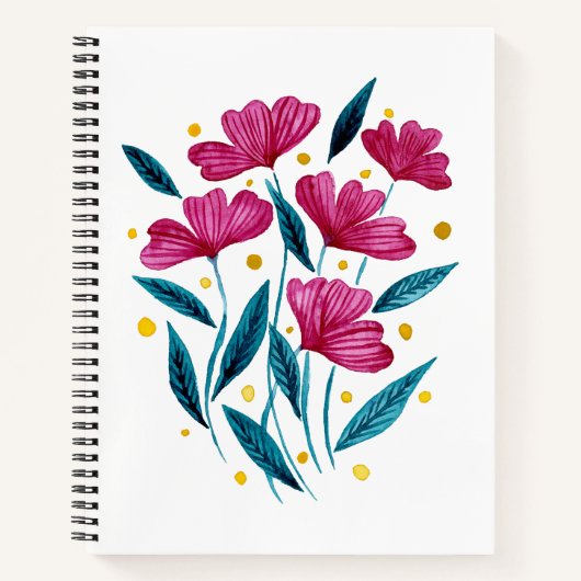 Cute floral bouquet - magenta en blauwgroen notitieboek (Voorkant)