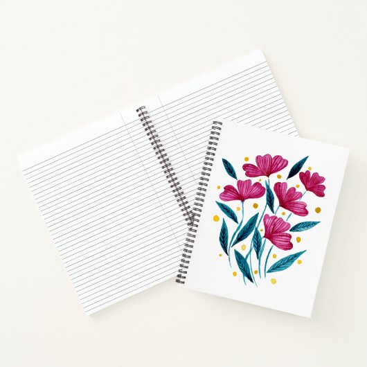 Cute floral bouquet - magenta en blauwgroen notitieboek (Binnen)