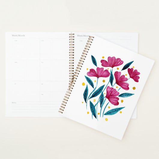 Cute floral bouquet - magenta en blauwgroen planner (Display)