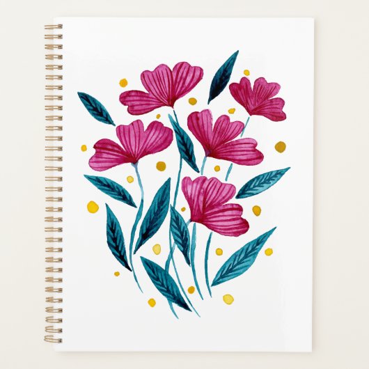 Cute floral bouquet - magenta en blauwgroen planner (Voorkant)
