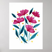Cute floral bouquet - magenta en blauwgroen poster (Voorkant)