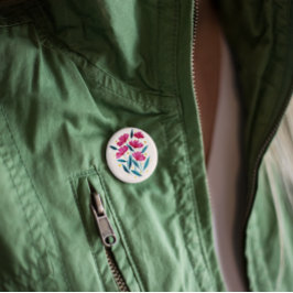 Cute floral bouquet - magenta en blauwgroen ronde button 5,7 cm