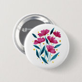 Cute floral bouquet - magenta en blauwgroen ronde button 5,7 cm (Voorkant /achterkant)