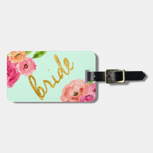 Cute Floral Bride Travel Bagagelabel Gift (Voorkant horizontaal)