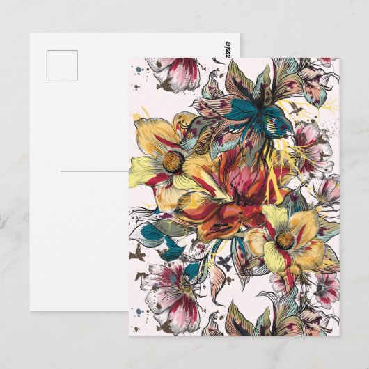 Cute Floral Briefkaart (Voorkant / Achterkant)