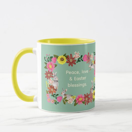 Cute Floral bunny 2 easter citeert Mok (Links)
